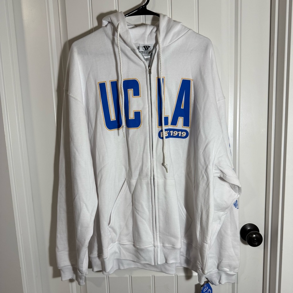 UCLA White Zip-Up Hoodie